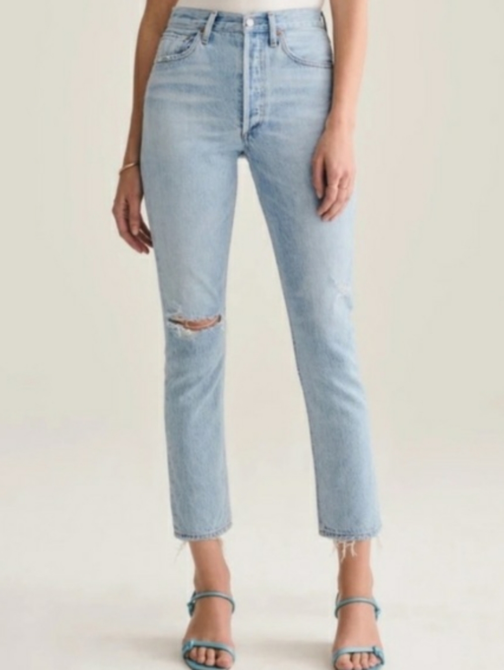 Agolde Riley High Rise Straight Crop Jeans In Shatter